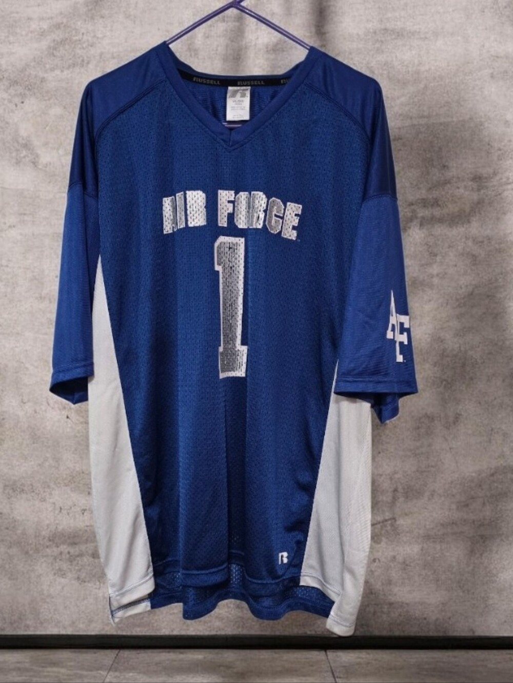 #X04 Russell Athletic Blue and White 'Air Force' Number 1 Jersey